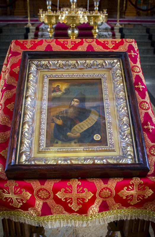 Икона прп. Силуана Афонского с частицей мощей